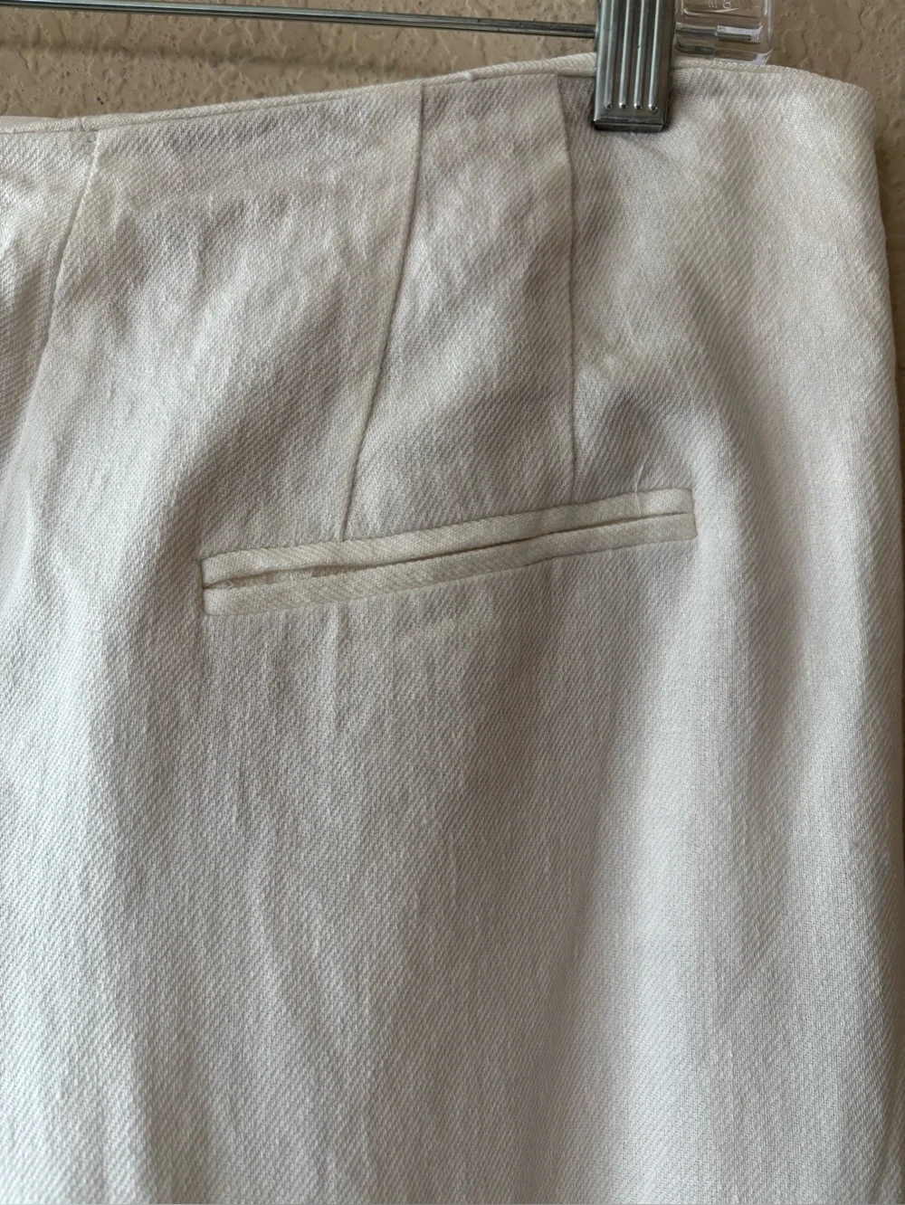 ZARA ZW COLLECTION ECRU WIDE LEG LINEN/VISCOSE TROUSERS, PANTS - L